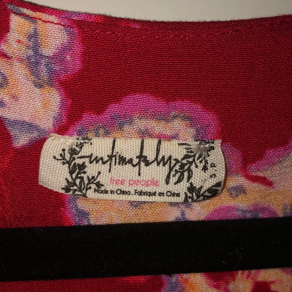 Free People Red Floral Body Suit Size Small - Picture 3 of 5